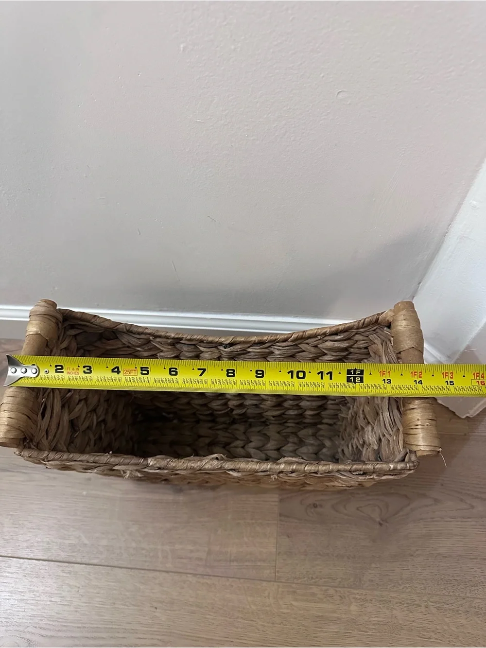 Vintage Boho Woven Seagrass Water Hyacinth Basket With Bamboo Handle Storage Bin